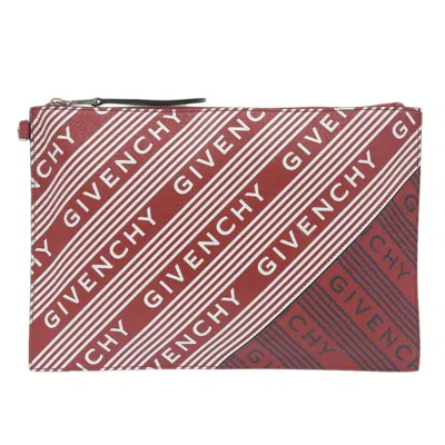 Pre-owned Givenchy Red Color White Leather Clutch Bag () In Red Color, White