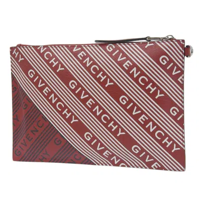 Pre-owned Givenchy Red Color White Leather Clutch Bag () In Red Color, White