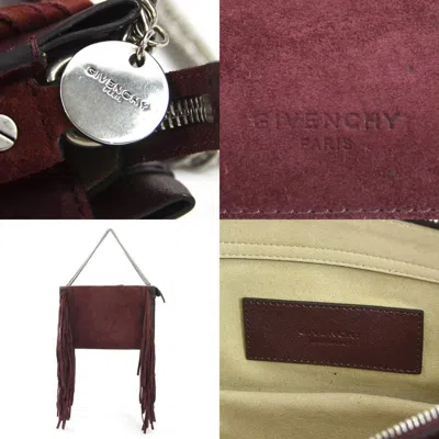 Pre-owned Givenchy Wine Leather Suede Handbag Shoulder Bag ()
