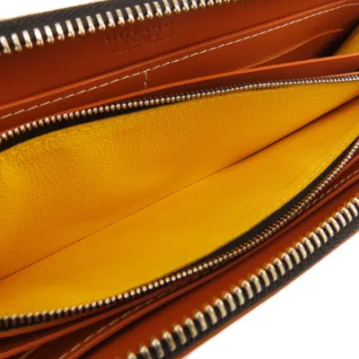 Pre-owned Goyard Black Brown Coated Canvas Leather Long Wallet (bi-fold) () In Black, Brown