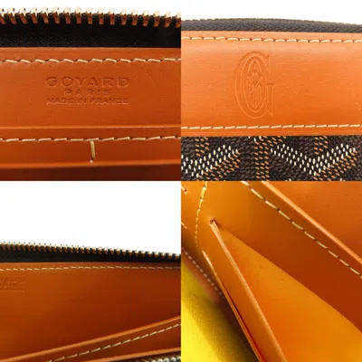 Pre-owned Goyard Black Brown Coated Canvas Leather Long Wallet (bi-fold) () In Black, Brown