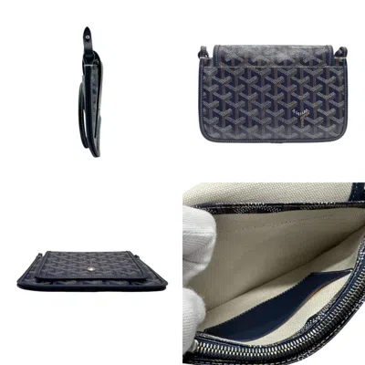 Pre-owned Goyard Brown Navy White Pvc Leather Pochette Shoulder Bag () In Brown, Navy, White