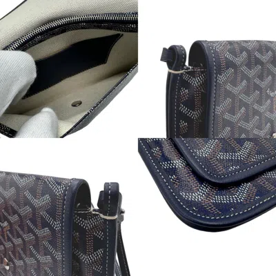 Pre-owned Goyard Brown Navy White Pvc Leather Pochette Shoulder Bag () In Brown, Navy, White
