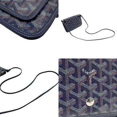 Pre-owned Goyard Brown Navy White Pvc Leather Pochette Shoulder Bag () In Brown, Navy, White