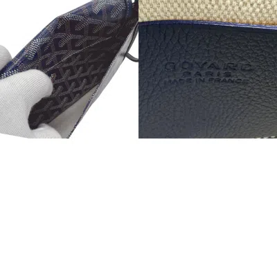 Pre-owned Goyard Brown Navy White Pvc Leather Pochette Shoulder Bag () In Brown, Navy, White