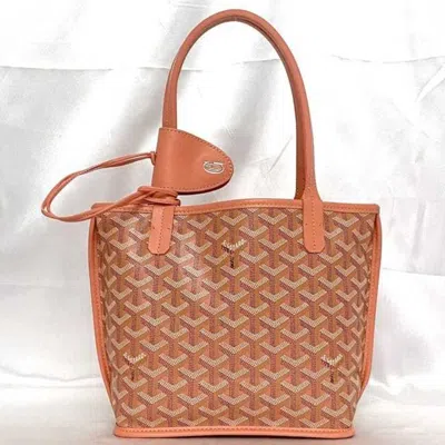 Pre-owned Goyard Salmon Pink Canvas Leather Tote Bag ()