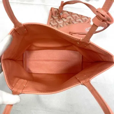 Pre-owned Goyard Salmon Pink Canvas Leather Tote Bag ()