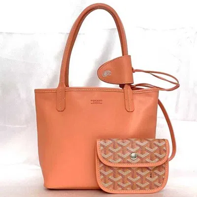 Pre-owned Goyard Salmon Pink Canvas Leather Tote Bag ()