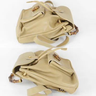Pre-owned Gucci Bamboo Beige Leather Backpack ()
