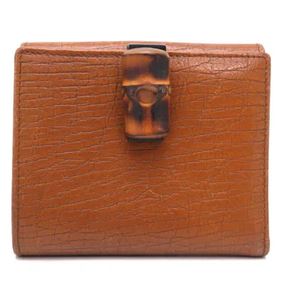 Pre-owned Gucci Bamboo Camel Bamboo Leather Wallet (bi-fold) ()