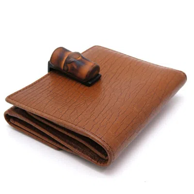 Pre-owned Gucci Bamboo Camel Bamboo Leather Wallet (bi-fold) ()