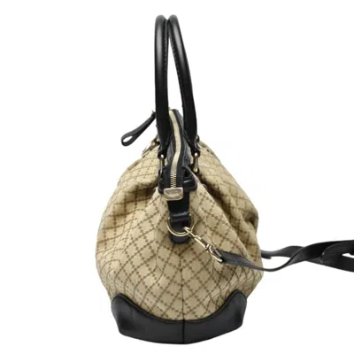 Pre-owned Gucci Beige Black Canvas Shoulder Bag () In Beige, Black