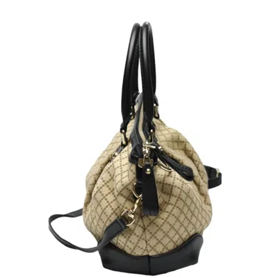 Pre-owned Gucci Beige Black Canvas Shoulder Bag () In Beige, Black