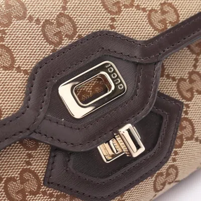 Pre-owned Gucci Beige Brown Canvas Leather Long Wallet (bi-fold) () In Beige, Brown