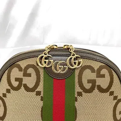 Pre-owned Gucci Beige Brown Canvas Leather Pochette Shoulder Bag () In Beige, Brown