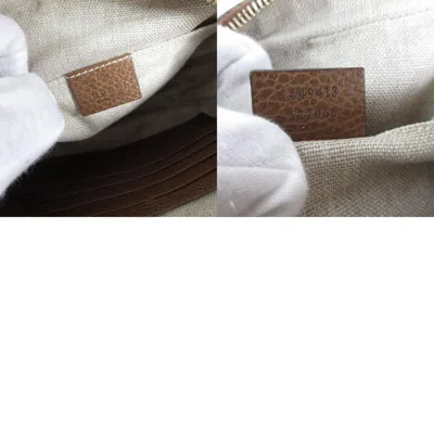 Pre-owned Gucci Beige Brown Canvas Leather Shoulder Bag () In Beige, Brown