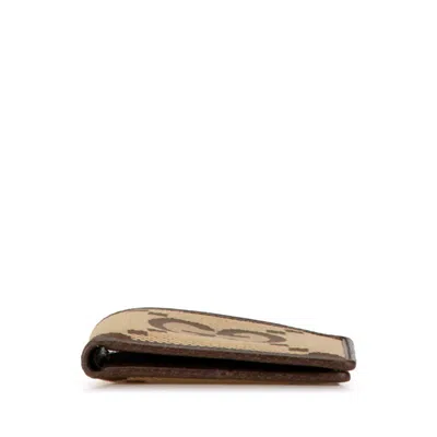 Pre-owned Gucci Beige Brown Canvas Leather Wallet (bi-fold) () In Beige, Brown