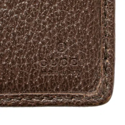 Pre-owned Gucci Beige Brown Canvas Leather Wallet (bi-fold) () In Beige, Brown