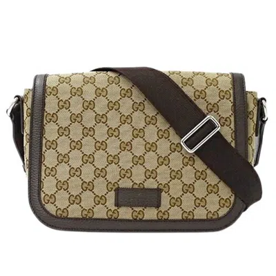 Pre-owned Gucci Beige Brown Gg Canvas Shoulder Bag () In Beige, Brown