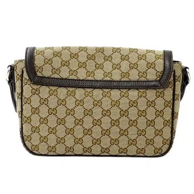 Pre-owned Gucci Beige Brown Gg Canvas Shoulder Bag () In Beige, Brown