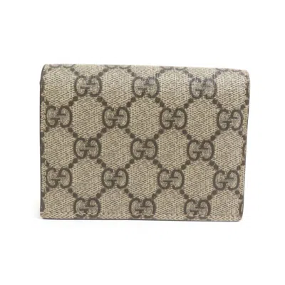 Pre-owned Gucci Beige Brown Gg Supreme Wallet (bi-fold) ()