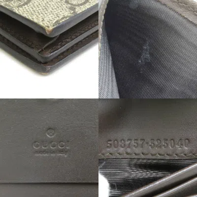 Pre-owned Gucci Beige Brown Gg Supreme Wallet (bi-fold) ()