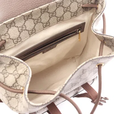 Pre-owned Gucci Beige Brown Multi-color Pvc Coated Canvas Leather Backpack () In Beige, Brown, Multi-color