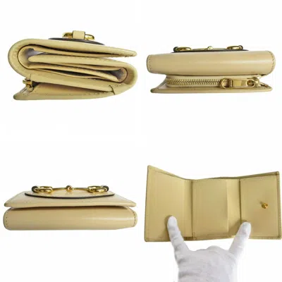 Pre-owned Gucci Beige Leather Wallet (tri-fold) ()