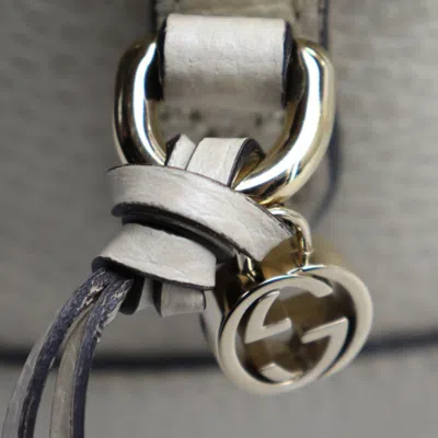 Pre-owned Gucci Beige White Gg Canvas Leather Shoulder Bag () In Beige, White