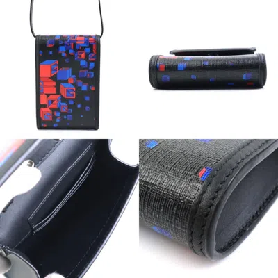Pre-owned Gucci Black Blue Red Color Pvc Leather Pochette Shoulder Bag () In Black, Blue, Red Color