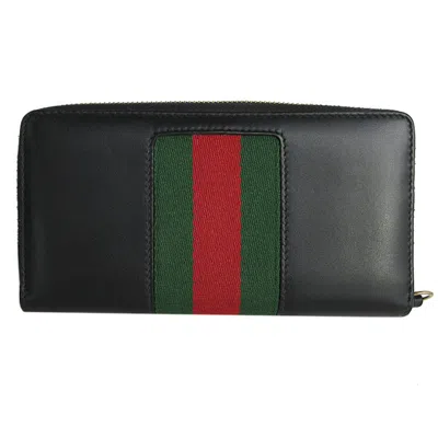 Pre-owned Gucci Black Gold Metal Leather Coin Purse/coin Case () In Black, Gold