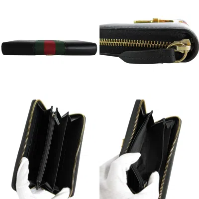 Pre-owned Gucci Black Gold Metal Leather Coin Purse/coin Case () In Black, Gold