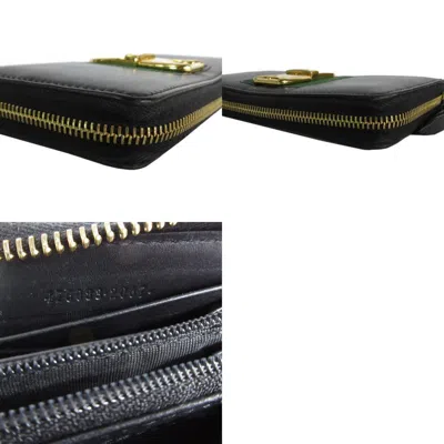 Pre-owned Gucci Black Gold Metal Leather Coin Purse/coin Case () In Black, Gold