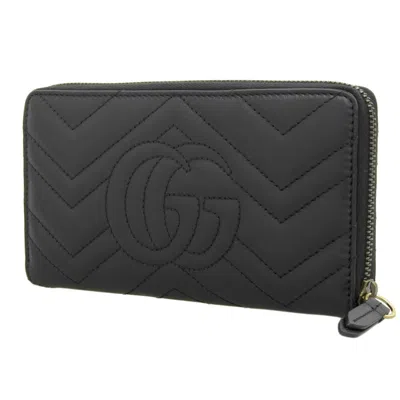 Pre-owned Gucci Black Leather Long Wallet (bi-fold) ()