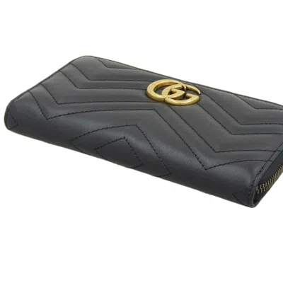 Pre-owned Gucci Black Leather Long Wallet (bi-fold) ()