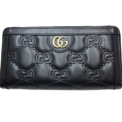 Pre-owned Gucci Black Leather Long Wallet (bi-fold) ()