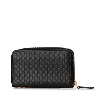 Pre-owned Gucci Black Leather Long Wallet (bi-fold) ()