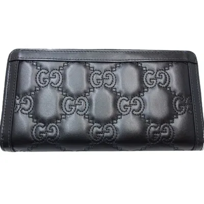 Pre-owned Gucci Black Leather Long Wallet (bi-fold) ()