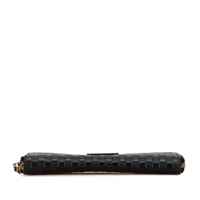Pre-owned Gucci Black Leather Long Wallet (bi-fold) ()