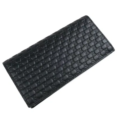 Pre-owned Gucci Black Leather Long Wallet (bi-fold) ()