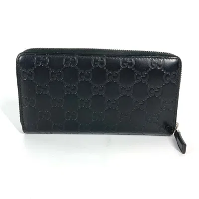 Pre-owned Gucci Black Leather Long Wallet (bi-fold) ()