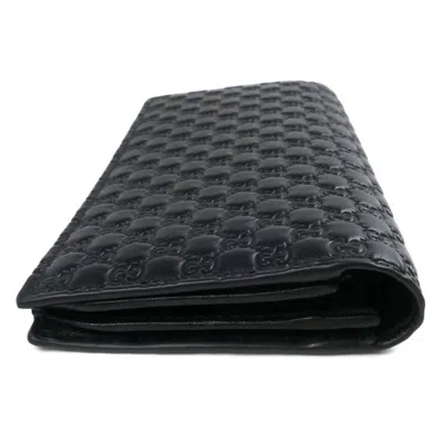 Pre-owned Gucci Black Leather Long Wallet (bi-fold) ()