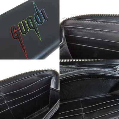 Pre-owned Gucci Black Leather Long Wallet (bi-fold) ()