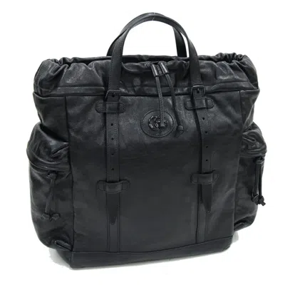 Pre-owned Gucci Black Leather Tote Bag ()