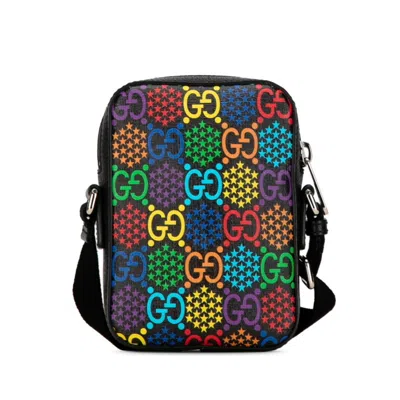Pre-owned Gucci Black Multi-color Pvc Leather Shoulder Bag () In Black, Multi-color