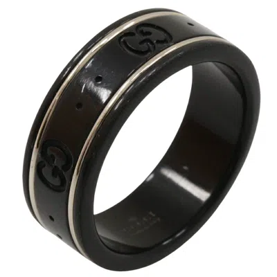 Pre-owned Gucci White Gold (18k) Band Ring () In Black