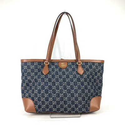 Pre-owned Gucci Blue Denim Tote Bag ()