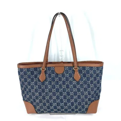 Pre-owned Gucci Blue Denim Tote Bag ()
