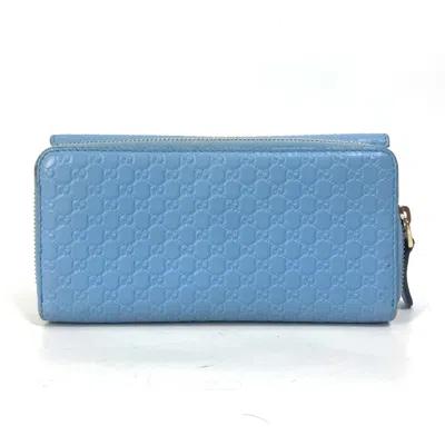 Pre-owned Gucci Blue Leather Long Wallet (bi-fold) ()