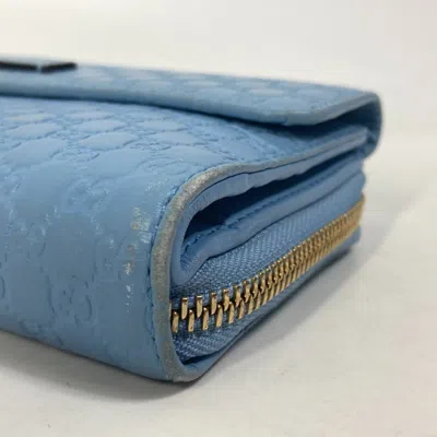 Pre-owned Gucci Blue Leather Long Wallet (bi-fold) ()